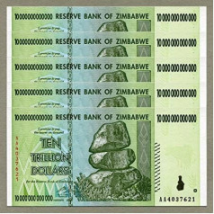 10 triljonu Zimbabves dolāru banknote x 5 gabali