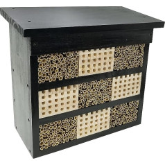 Dehner Natura Pistoia Insect Hotel 44.5 x 40 x 22.5 cm Pine Wood / Bamboo Black / Natural