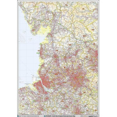 Настенная карта сектора почтового индекса Северо-Западной Англии 33 x 47 дюймов, ламинированная