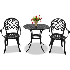 Centurion atbalsta Prego dārza un terases galdu un 2 krēslu bistro komplektu alumīnija melns
