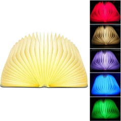 Mobxpar Koka saliekamā grāmatu lampa, LED garastāvokļa apgaismojums, grāmatu lampa, naktslampa, galda lampa, dekoratīvie lukturi/nakts gaisma, USB uzlādējama, 360° salokāma, balta kļava (12 x 9 x 2,5 cm)