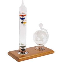 AcuRite 00795A2 Galileo Thermometer with Glass Ball Barometer Set Glass/Wood