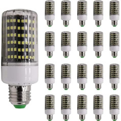 E27 sērijas iepakojums, kurā ir 20 skrūves tipa gaismas galviņas LED kukurūzas spuldze 15 W gaismas diodes 1100 lūmeni, silti balti, 3200 k, ietaupiet vairāk nekā 90% elektrības maksas