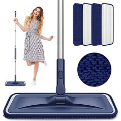 BPAWA Microfiber Floor Mop Cleaning - Flat Floor Mop Wet Dry Duster for Hardwood Laminate Kitchen Mop with 4 Reusable Washable Chenille Pads