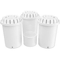 Ūdens filtrs PH001-3-Pack ūdens filtra kasetnes sārma filtram ūdenim - Plus 1x PH002 UF membrānas filtrs - vērtīgs komplekts uzmundrinātam ūdens krūzei - rezerves ūdens filtrs