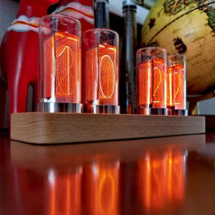 LED Nixie pulkstenis, digitālais cauruļu pulkstenis, Nixie cauruļu pulkstenis, vairāki kalendāri, pielāgots fotoattēlu displejs, 20 režīmi, C tipa USB mīļotājiem, draugs, Ziemassvētki, dzimšanas diena (C)