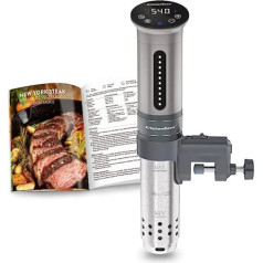 Sous Vide Roner virtuves zemas temperatūras lēna plīts KitchenBoss profesionālais termocirkulators IPX7 ūdensizturīgs taimeris ar skārienekrānu Iekļauts vakuuma maisiņš ar 5 sudraba krāsām