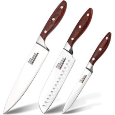 Acelink profesionālais nažu komplekts 3-daļīgs asi virtuves naži Classic komplekts 3 20 cm šefpavāra nazis 18 cm Santoku nazis 12 cm nazis dāvanu iepakojumā