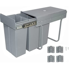 20 + 10 Litre Extendable Waste Bin Integrated Kitchen Double Cabinet Door Waste Bin Under Sink