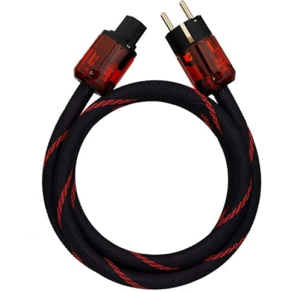 Audiophile EU versijas C15 barošanas kabelis Augstas kvalitātes pīts strāvas vads ar apzeltītiem savienotājiem, Schuko 2-pin IEC-C15 spraudnis, OFC 3 x 3,8 mm² zemfrekvences skaļrunim, pastiprinātājam, DV/AV (2M/6.6FT)