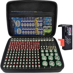 Kixda Battery Case, 250+ Slots Large Organizer Storage Box Holder for 2A 3A 4A C D 9V 3V Lithium Button Batteries (Includes Tester, No Batteries)