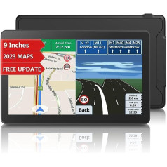 GPS Navigationsgerät für Auto, GPS Navi ar 2,5D Touchscreen 9 Zoll Navigation für Auto PKW LKW, Europa UK 52 Karten Lebenslang Kostenloses Kartenupdate mit POI Blitzerwarnung Sprachführung Fahrspur