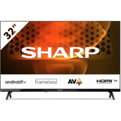 SHARP 32FH6EA HD gatavs bezrāmju Android televizors 80 cm (32 collas), 3 x HDMI, 2 x USB, Dolby Digital, Active Motion 400