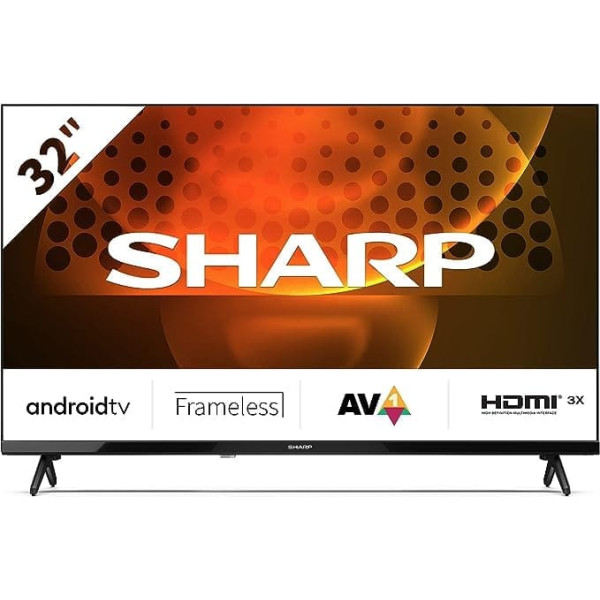 SHARP 32FH6EA HD gatavs bezrāmju Android televizors 80 cm (32 collas), 3 x HDMI, 2 x USB, Dolby Digital, Active Motion 400