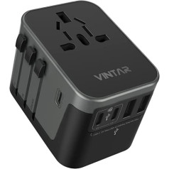 VIINTAR ceļojumu adapteris visā pasaulē, universāls ceļojumu spraudnis ar 3USBC, 2USB un 1AC ceļojumu ligzdas adaptera ligzdu, ceļojumu spraudņa adapteris visā pasaulē Vācijai, ASV, Anglijai, Taizemei, Itālijai, Austrālijai