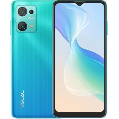 OSCAL C30 PRO Android 12 4G viedtālrunis bez līguma, Qcta-Core 4GB + 64GB, 6,5 collu HD+, Dual SIM (3 karšu slots) mobilais tālrunis, 12MP + 5MP kamera, 5080mAh akumulators, GPS pirkstu nospiedumu sejas atbloķēšana zaļā krāsā