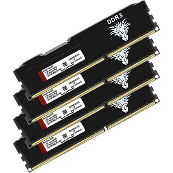 DDR3 32GB komplekts (8GBx4) Galddatora RAM 1866MHz PC3-14900 UDIMM bez ECC unbuferēta 1,5V 2Rx8 Dual Rank 240 Pin CL13 PC datora atmiņas jaunināšanas moduļa atmiņas komplekts (melns)