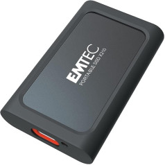 Emtec ECSSD2TX210 ārējais SSD X210 Elite 2TB USB-C 3.2 — 3D NAND Flash tehnoloģija — USB-C 3.2 Gen2 līdz USB-A kabelis un silikona aizsargvāciņš