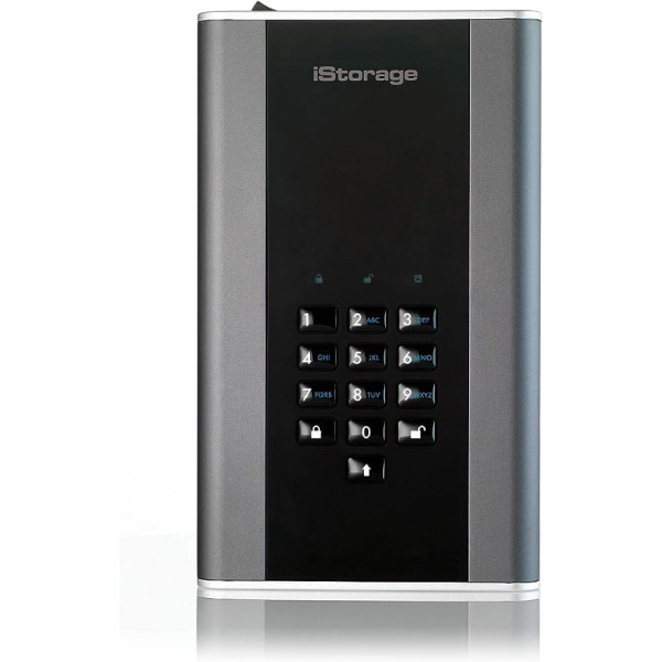 iStorage IS-DT2-256-8000-CG 8 TB diskAshur DT2 256 bitu USB 3.1 galddatora cietais disks ar aparatūras šifrēšanu, melns/pelēks