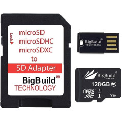 BigBuild tehnoloģija 128 GB īpaši ātra 100 MB/s U3 microSDXC atmiņas karte, saderīga ar Lenovo M10, M10 Plus, Moto Tab Tablet