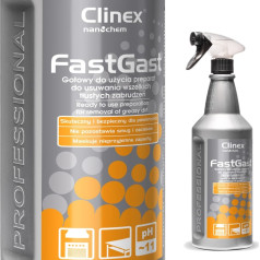 Моющее средство для очистки от жирных загрязнений на кухне для вытяжек столешниц, настенных полов CLINEX FastGast 1л