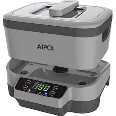 AIPOI ultraskaņas tīrīšanas ierīce 1200 ml, ultraskaņas tīrīšanas līdzeklis ar šķelšanos, ultraskaņas vanna rotaslietu, briļļu, pulksteņu, protēžu, galda piederumu uc tīrīšanai, 70 W ultraskaņas tīrīšanas līdzeklis (pelēks)
