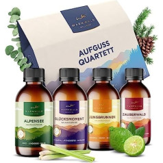 Warmwald - Pirts uzlējums - Saunas uzlējums ar dabīgām ēteriskajām eļļām - Saunas eļļa - Saunas aromāts (Quartett, 4 x 100 ml)