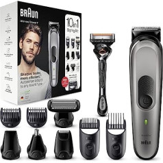 Braun Multi-Grooming Kit 7 MGK7320 Триммер для бороды и волос 10-в-1, мужской триммер, триммер для волос для лица, головы, тела, ушей и носа, насадки 8, черный / с