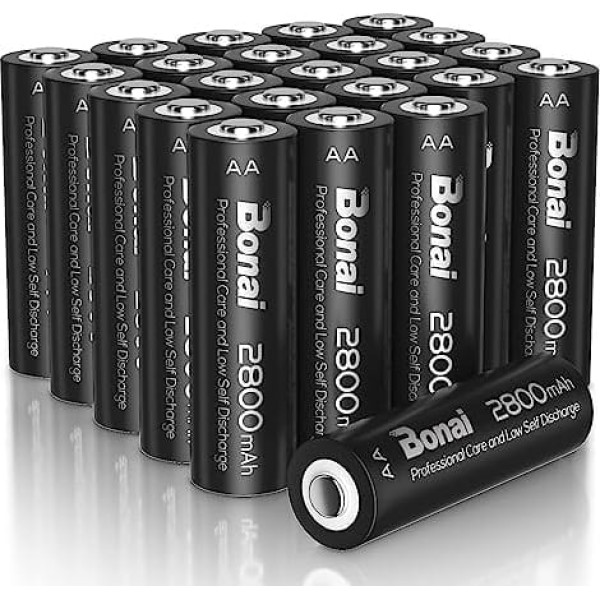 Bonai uzlādējamās baterijas, AA 2800 mAh NI-MH akumulatori, liela ietilpība