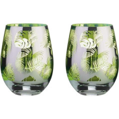 ARTLAND - Tropical Leaves DOF Mug - Set of 2 - Electroplated Design with Mirrored Silver Finish