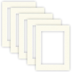 nielsen Conservation Passepartout Cardboard 2.2 mm Set of 5 External Format 30 x 40 cm for Picture Format 20.5 x 29.5 cm (DIN A4) Cream White Textured Surface