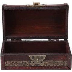 AYNEFY Vintage koka kastīte, Eiropas stila dārgumu lāde, dekoratīva koka kaste ar slēdzeni, koka juvelierizstrādājumu glabāšanas kaste mājas dekorēšanas juvelierizstrādājumiem (koda slēdzene)