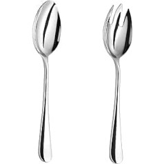 Velaze Salad Servers Stainless Steel 18/10, Salad Spoon and Salad Fork, Silver Salad Serving Set of 2, Serving Spoons, Dishwasher Safe & Mirror Polished, Suitable for Family, Hotels, Restaurants