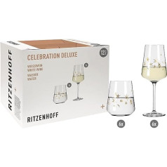 Ritzenhoff 6111014 baltvīna un ūdens glāzes komplekts — Celebration Deluxe sērija — 12 — 400 ml iepakojums — dizainera gabals