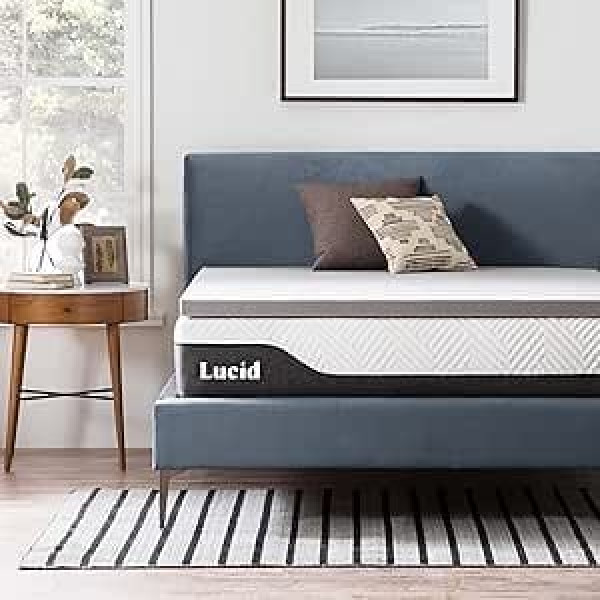 LUCID 5 cm Memory Foam virsmatracis ar bambusa ogli - ar pārklāju virsmatrača virsmai - Neslīdošs un mazgājams veļas mašīnā - virsmatracis 80 x 190 cm