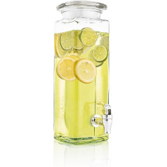 Mary’s Kitchen Tools Drinks Dispenser Square Glass │with Tap │Retro Water Dispenser │Lemonade Dispenser │Juice Dispenser │Bowl (2.5 Litres)