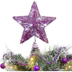 10 collu violeta atsperīga zvaigzne ar baltām LED gaismām — Ziemassvētku eglītes top zvaigzne / Ziemassvētku rotājums