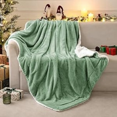 MIULEE Cuddly Blanket, Fluffy Blanket, Fleece Blanket, Warm Sherpa Sofa Throw Blanket, Fluffy Throw, Microfibre Bedspread for Bed, Sofa, Bedroom, Office, 130 x 150 cm, Matcha Green