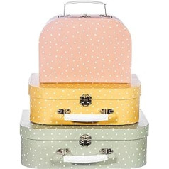 Sass & Belle Earth Tones Polka Dot Suitcases (Pack of 3), multicoloured