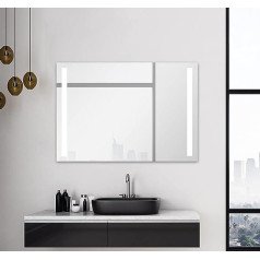 Talos Light LED spogulis, silti balts, apgaismots vannas istabas spogulis, stikla apgaismojums patīkamai vannas istabas gaismai, moderns dizains un augstas kvalitātes pārklājums, 100 x 70 cm