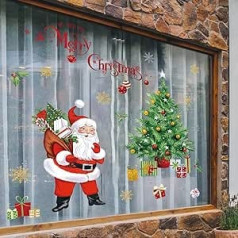 decalmile Wall Sticker Christmas Tree Wall Sticker Santa Claus Wall Sticker Christmas Home Window Sticker Door Shop Window Christmas Decoration Wall Decoration