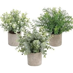 Cekene 3 Pack Artificial Plants in Pot Small Artificial Plants Like Real Green Eucalyptus Plants for Tabletop Farmhouse Bathroom Indoor Outdoor Decoration