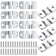 16 Pieces Flush Mount Brackets, Interlocking Photo Frame Hooks, Heavy Duty Stainless Steel Picture Holder for Hanging Z Clip Mount for Pictures, Display, Wall Mount with 32 Screws