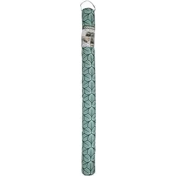 COGEX - Draught Excluder Draught Excluder - Diameter: 6.5 cm - Length: 80 cm - Hood: 100% Polyester - Colour: Green Leaf Motif - Velcro Tape & Double Sided Tape