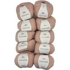 10 x 50 g Himalaya Kashmir Knitting Yarn Plain 500 g Knitting Wool with 25% Alpaca Wool, Plain (Dusky Pink 56801)