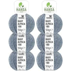 100% Baby Alpaca Wool in 50+ Colours (Scratch-Free) – 300 g Set (6 x 50 g) – Soft Alpaca Wool for Knitting & Crochet in 6 Yarn Sizes by Hansa-Farm