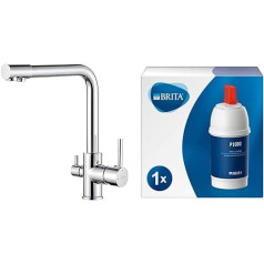 GRIFEMA Kitchen Tap 3-Way Tap & Brita Filter Cartridge P1000 - Filter for Brita Fittings to Reduce Limescale, Chlorine & Taste-Disturbing Substances in Tap Water