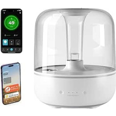 Airversa Humelle HomeKit viedais gaisa mitrinātājs ar vītni (nepieciešams HomePod Mini/Apple TV4K 2021 vai jaunāks), ūdens tvertnes tilpums 5,5 l, telpām līdz 50 m2 (Crystal Clear)