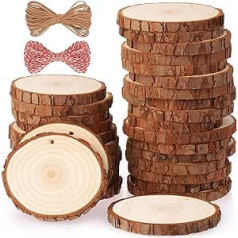 Fuyit Wooden Discs 30 Pieces Wood Log Discs 6-7 cm Unfinished Wooden Circles