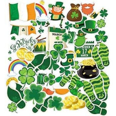 201 Pieces St. Patrick's Day Stickers Vinyl Leprechaun Footprint Floor Decals Removable Clover Gold Coin Sticker St Patrick Wall Sticker Window Stickers for St. Patrick's Day